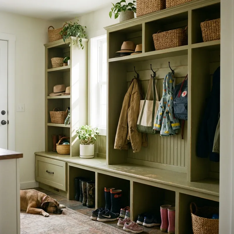 Entryway Bench with Hooks