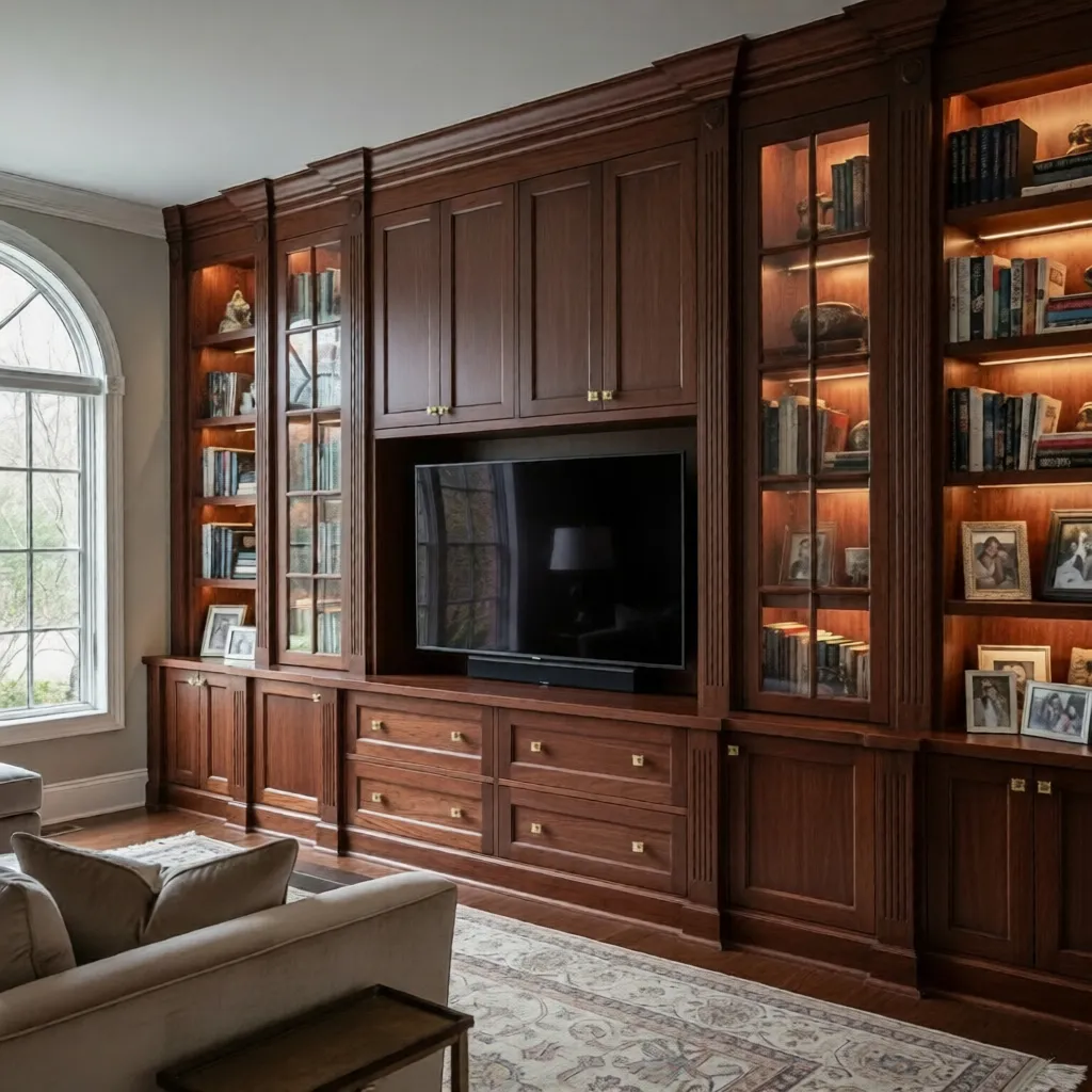 Custom built-in cabinets and shelving in a Huntsville, AL home
