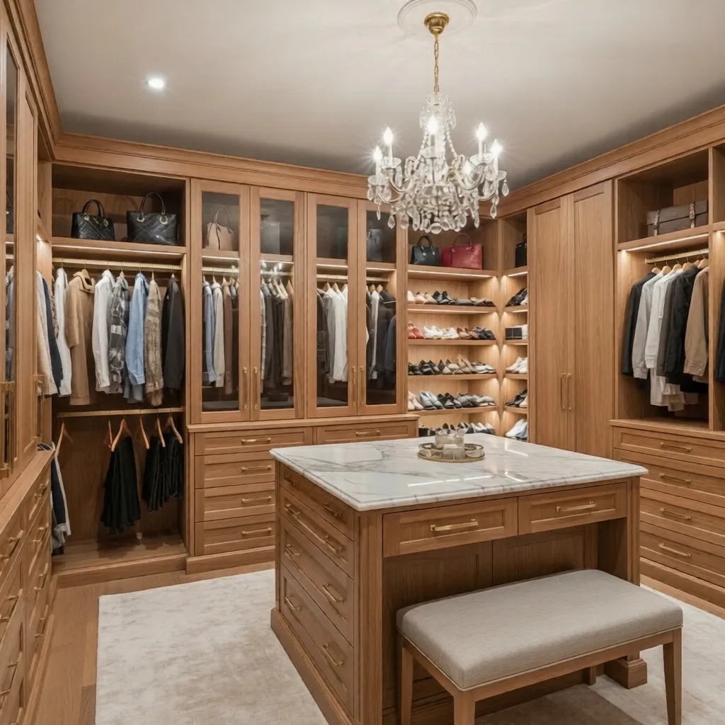 Custom walk-in closet system in a Huntsville, AL home