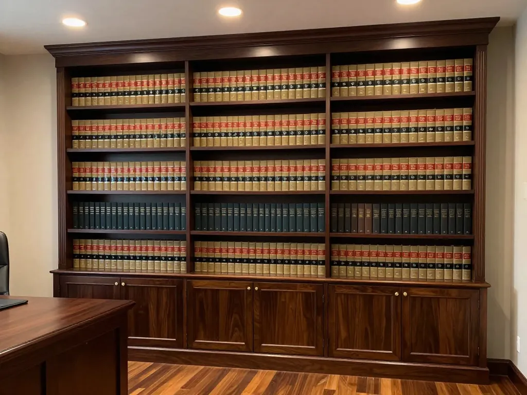 Custom law firm built-in bookshelves and cabinetry in Huntsville, AL
