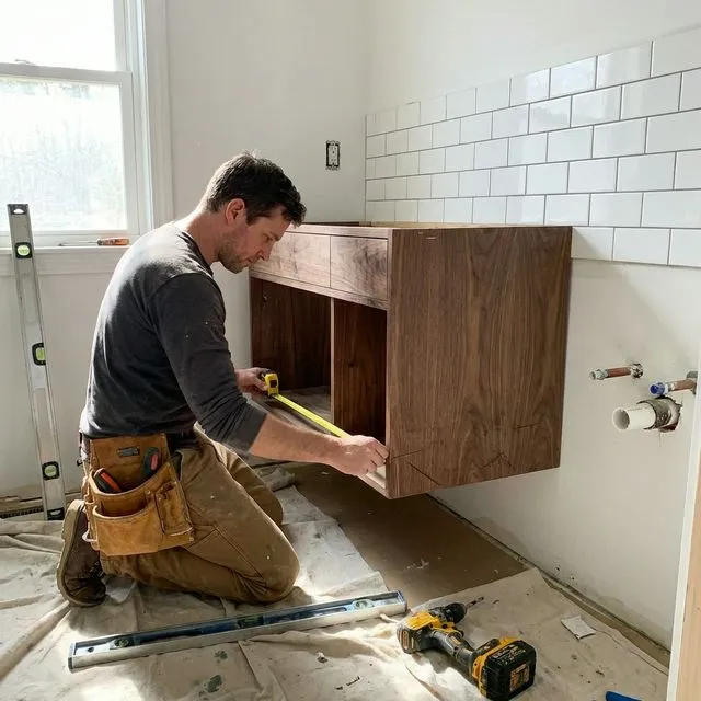 Custom bathroom vanity installation