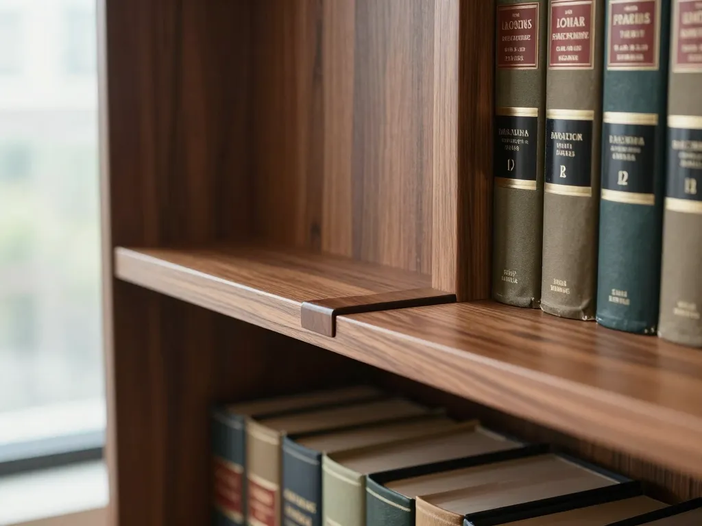 Custom floor-to-ceiling built-in bookshelves in a law firm partner office